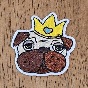 Dog Wearing Crown Embroidered Patch